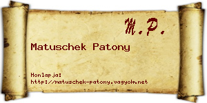 Matuschek Patony névjegykártya